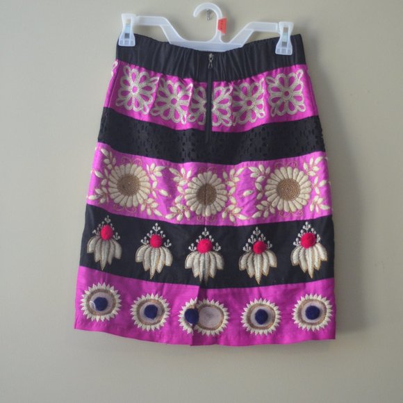 Anthropologie Leifsdottir Embroidered Catrina Bohemian Pencil Skirt Size 0P - Picture 2 of 4